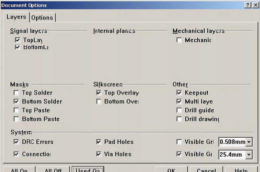 按“L”打開層設(shè)置窗口，打開各層圖形進(jìn)行初步檢查，看文件有無設(shè)計(jì)上的問題或有無特殊的、在處理文件時(shí)需特別留意之處